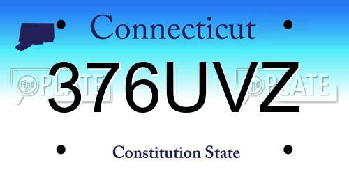 376UVZ Connecticut License Plate