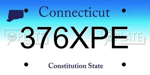 376XPE Connecticut License Plate