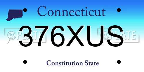 376XUS Connecticut License Plate