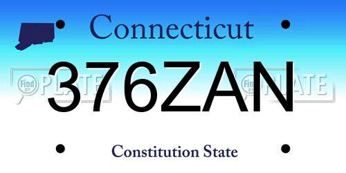 376ZAN Connecticut License Plate
