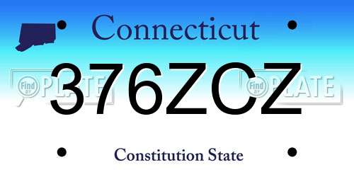 376ZCZ Connecticut License Plate