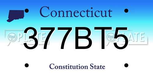 377BT5 Connecticut License Plate