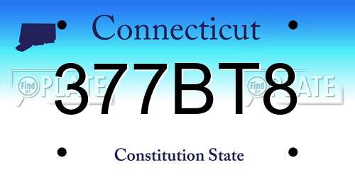 377BT8 Connecticut License Plate