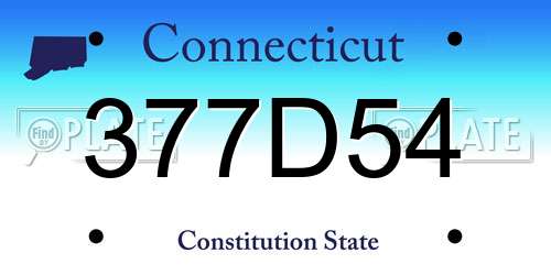 377D54 Connecticut License Plate