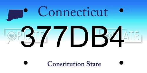 377DB4 Connecticut License Plate