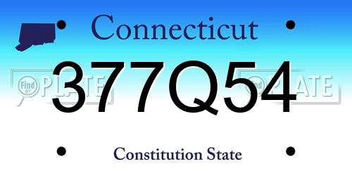 377Q54 Connecticut License Plate