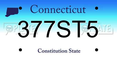 377ST5 Connecticut License Plate