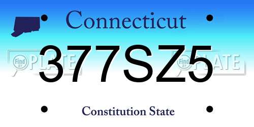 377SZ5 Connecticut License Plate