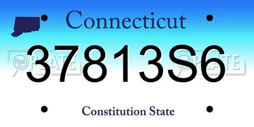37813S6 Connecticut License Plate