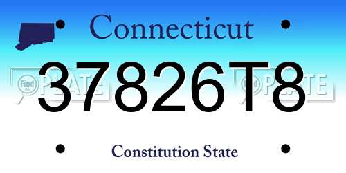 37826T8 Connecticut License Plate