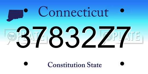 37832Z7 Connecticut License Plate