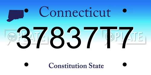 37837T7 Connecticut License Plate