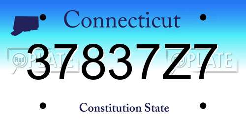 37837Z7 Connecticut License Plate