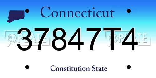 37847T4 Connecticut License Plate