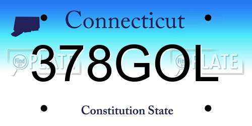 378GOL Connecticut License Plate