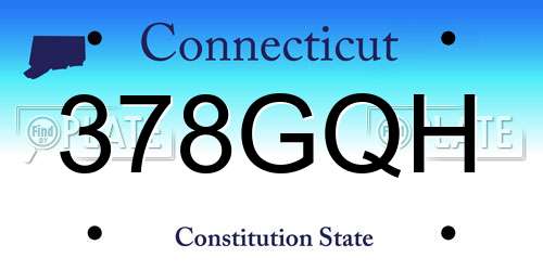 378GQH Connecticut License Plate