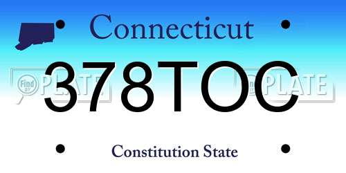 378TOC Connecticut License Plate