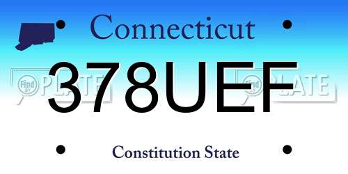 378UEF Connecticut License Plate