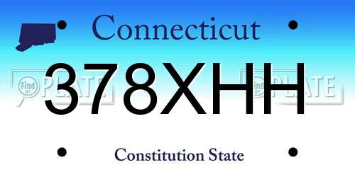378XHH Connecticut License Plate