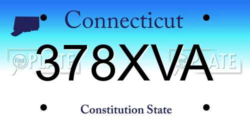 378XVA Connecticut License Plate