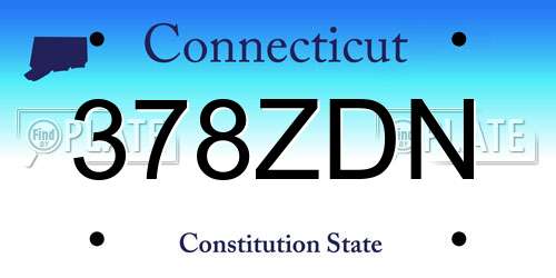 378ZDN Connecticut License Plate