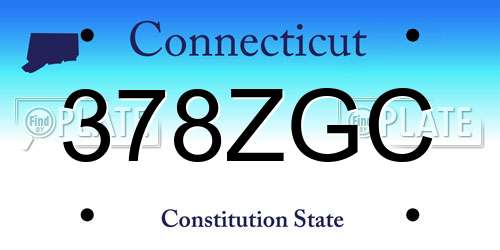 378ZGC Connecticut License Plate