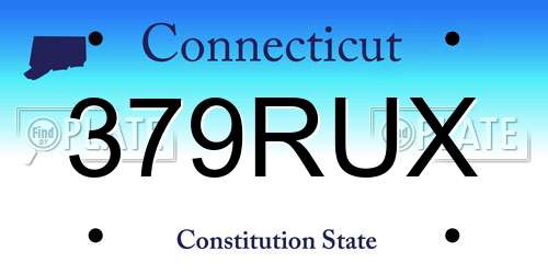 379RUX Connecticut License Plate