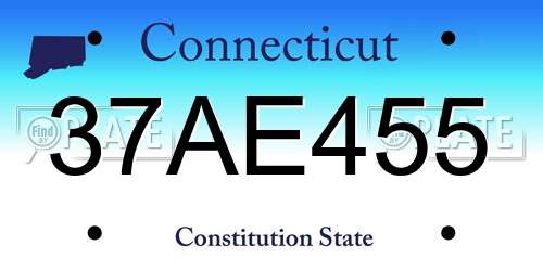 37AE455 Connecticut License Plate