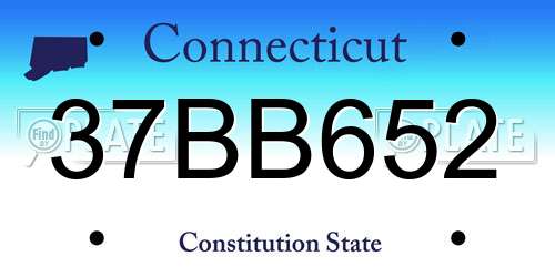 37BB652 Connecticut License Plate