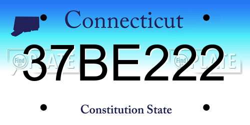 37BE222 Connecticut License Plate
