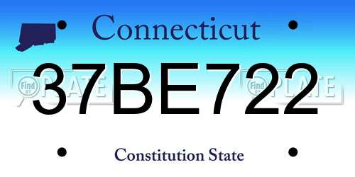 37BE722 Connecticut License Plate