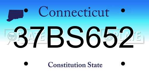 37BS652 Connecticut License Plate