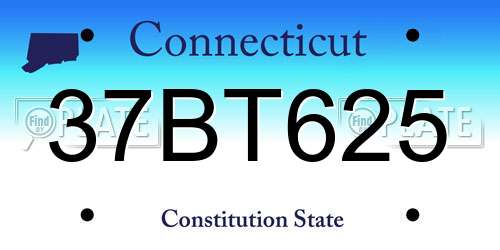 37BT625 Connecticut License Plate