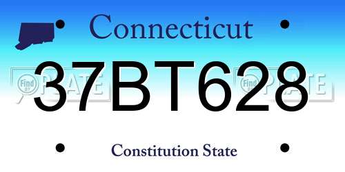 37BT628 Connecticut License Plate