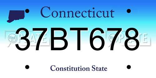 37BT678 Connecticut License Plate