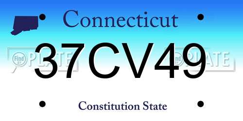 37CV49 Connecticut License Plate