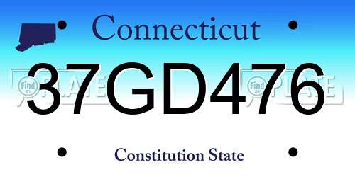 37GD476 Connecticut License Plate