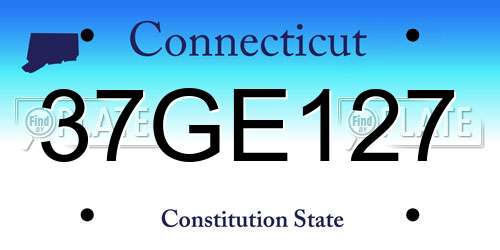 37GE127 Connecticut License Plate