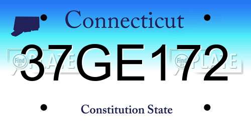 37GE172 Connecticut License Plate