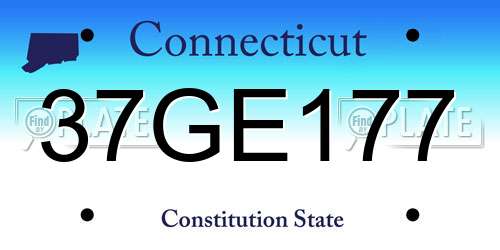 37GE177 Connecticut License Plate
