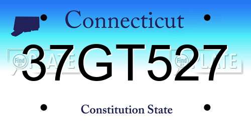 37GT527 Connecticut License Plate