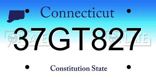 37GT827 Connecticut License Plate
