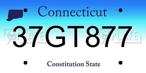 37GT877 Connecticut License Plate