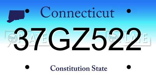 37GZ522 Connecticut License Plate