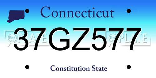 37GZ577 Connecticut License Plate