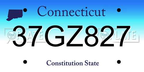 37GZ827 Connecticut License Plate