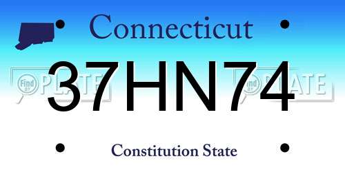 37HN74 Connecticut License Plate