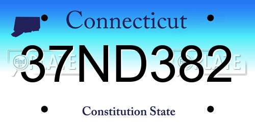 37ND382 Connecticut License Plate
