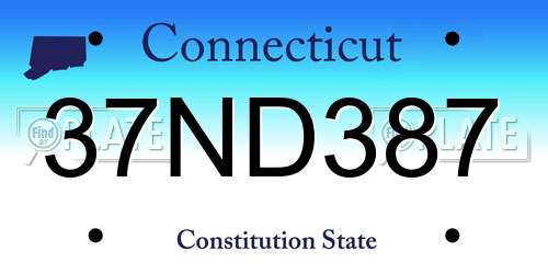 37ND387 Connecticut License Plate