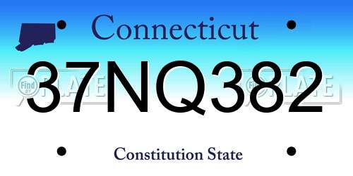 37NQ382 Connecticut License Plate